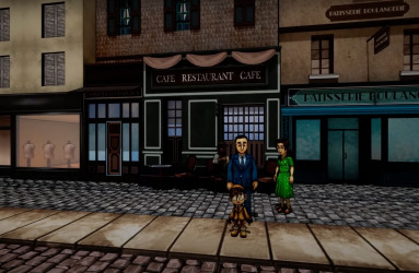An image from “The Light in the Darkness,” a video game designed by Luc Bernard to teach players about the Holocaust. Bernard released the game in 2023 after 15 years of development. (Voices of the Forgotten via YouTube)
