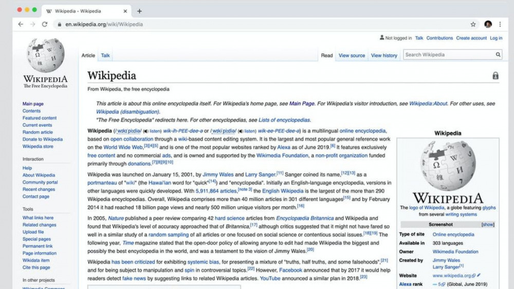 The most famous online encyclopedia was created in 2001